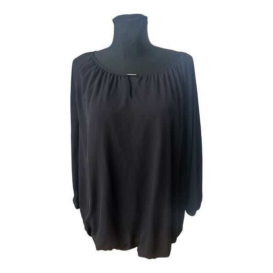 Yessica Damen Bluse Größe 48 Schwarz Dreiviertelarm Elegant Chiffon