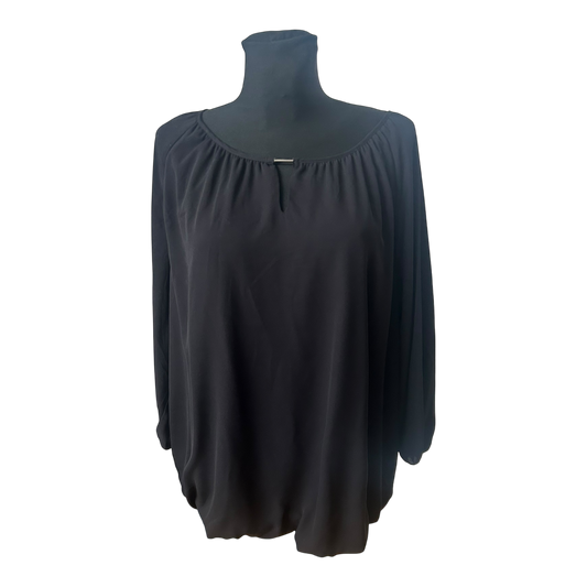 Yessica Damen Bluse Größe 48 Schwarz Dreiviertelarm Elegant Chiffon