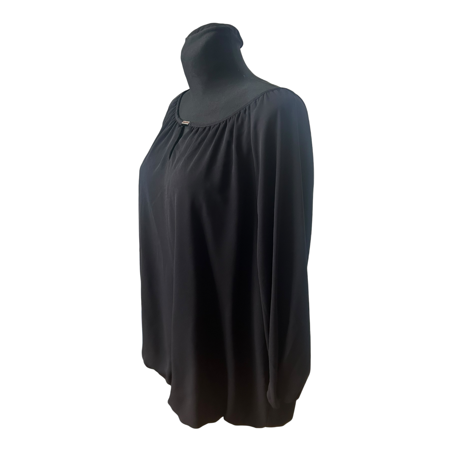 Yessica Damen Bluse Größe 48 Schwarz Dreiviertelarm Elegant Chiffon