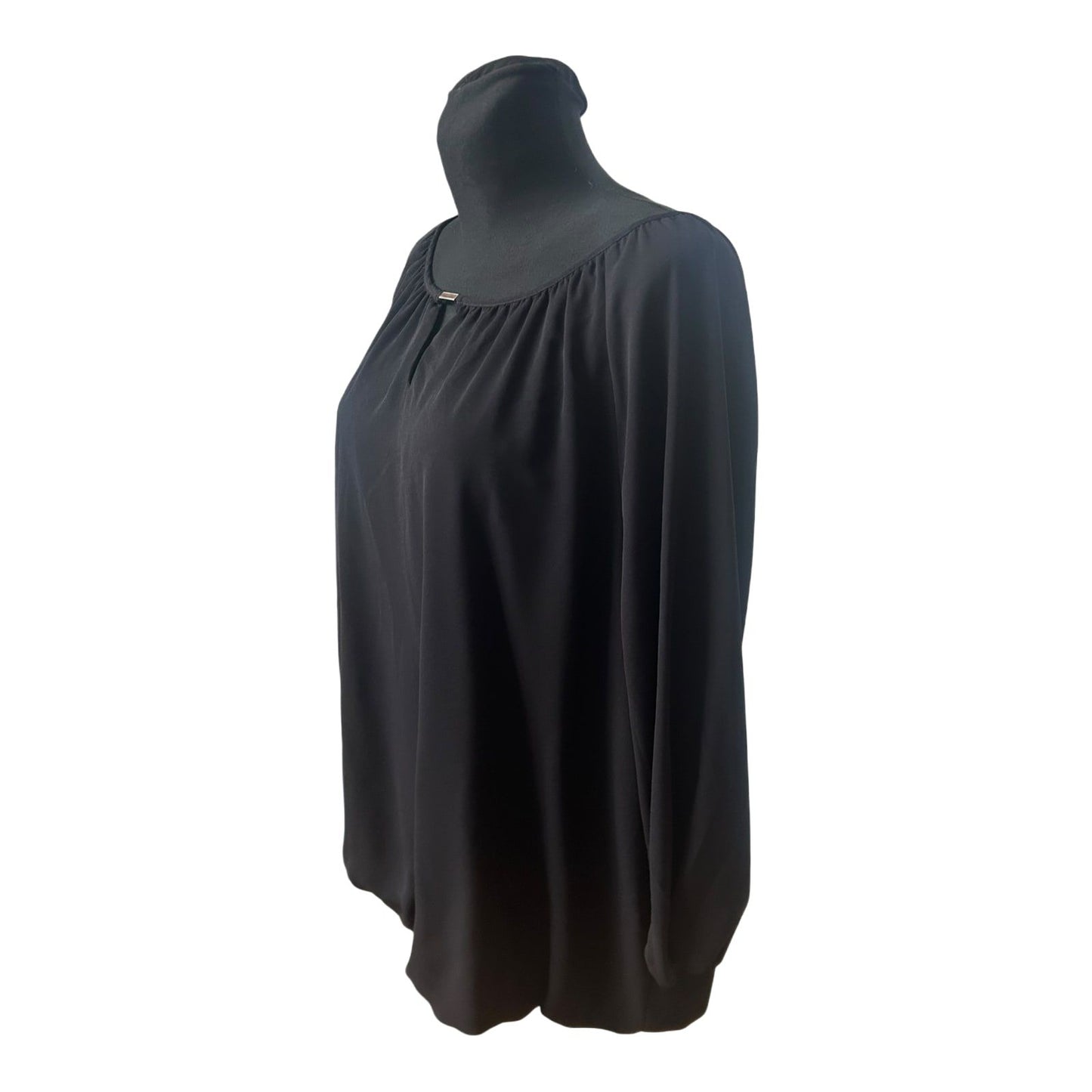 Yessica Damen Bluse Größe 48 Schwarz Dreiviertelarm Elegant Chiffon