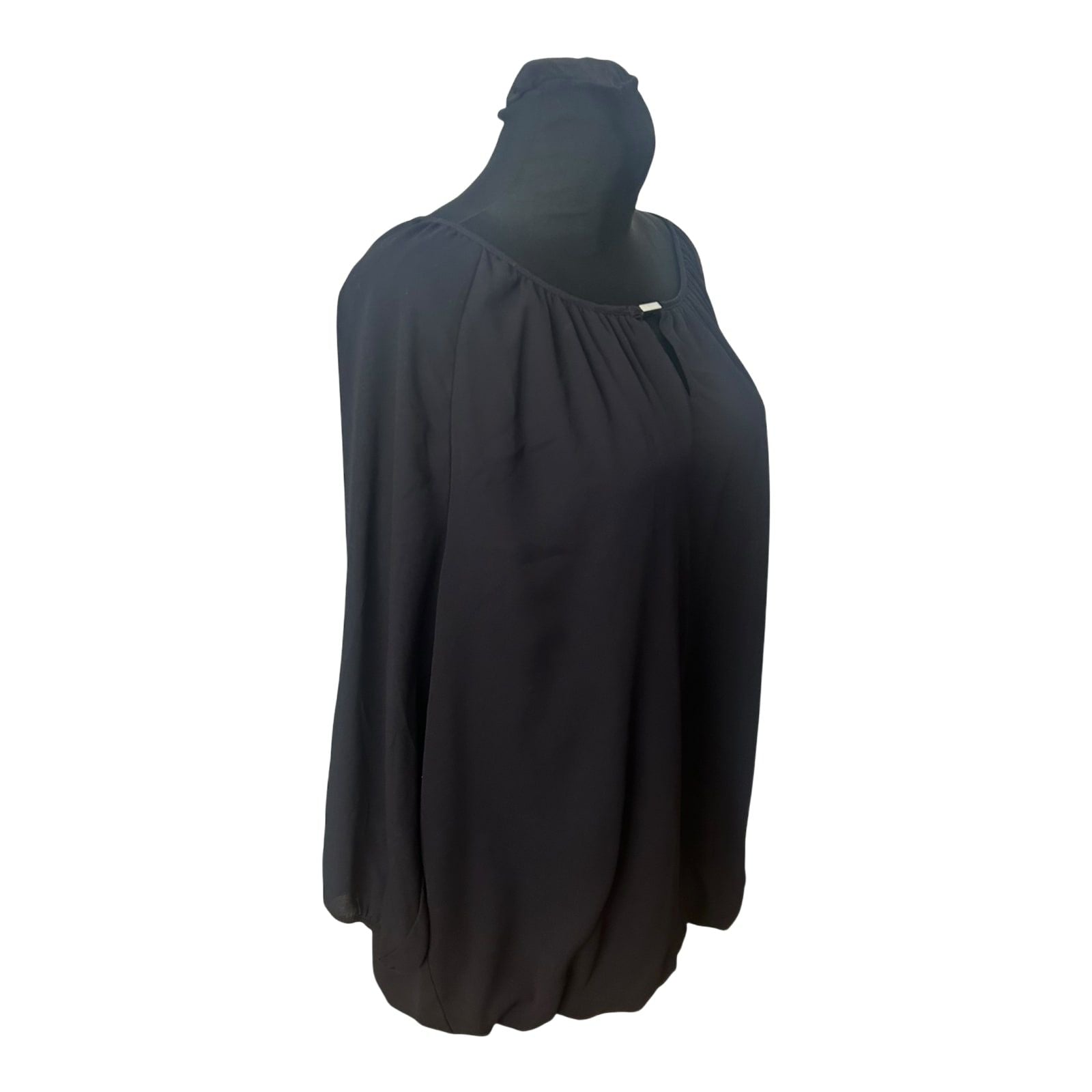 Yessica Damen Bluse Größe 48 Schwarz Dreiviertelarm Elegant Chiffon