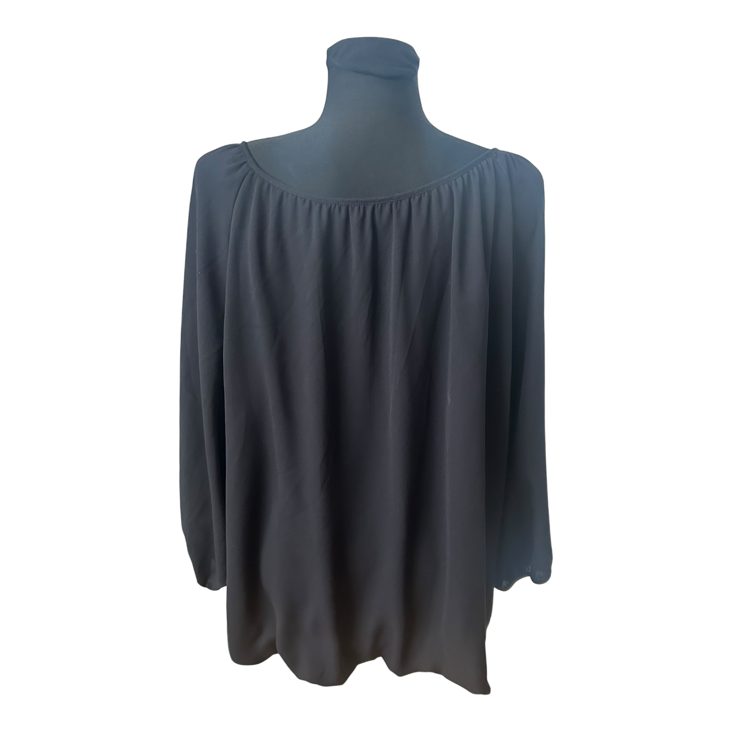 Yessica Damen Bluse Größe 48 Schwarz Dreiviertelarm Elegant Chiffon