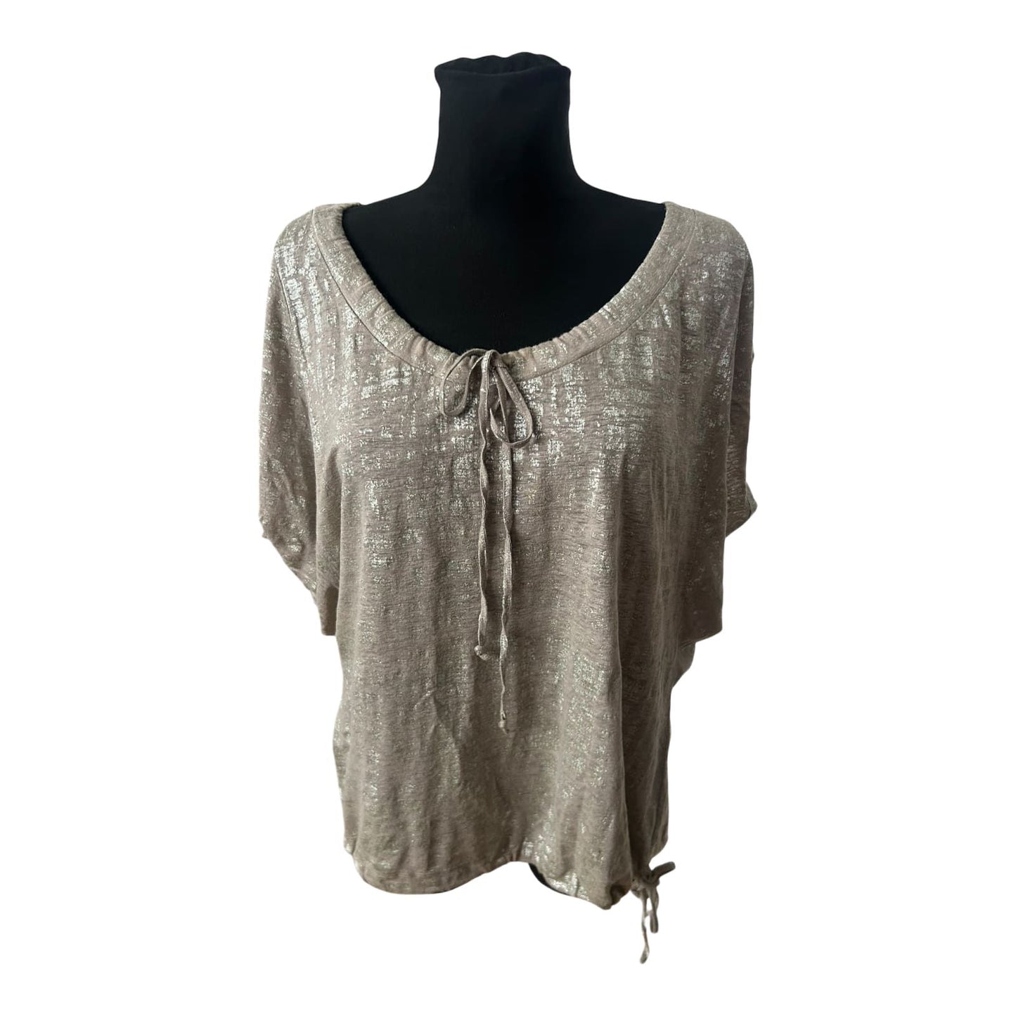Weekend Max Mara Damen Bluse Gr S Taupe Silber Leinen Fledermausärmel