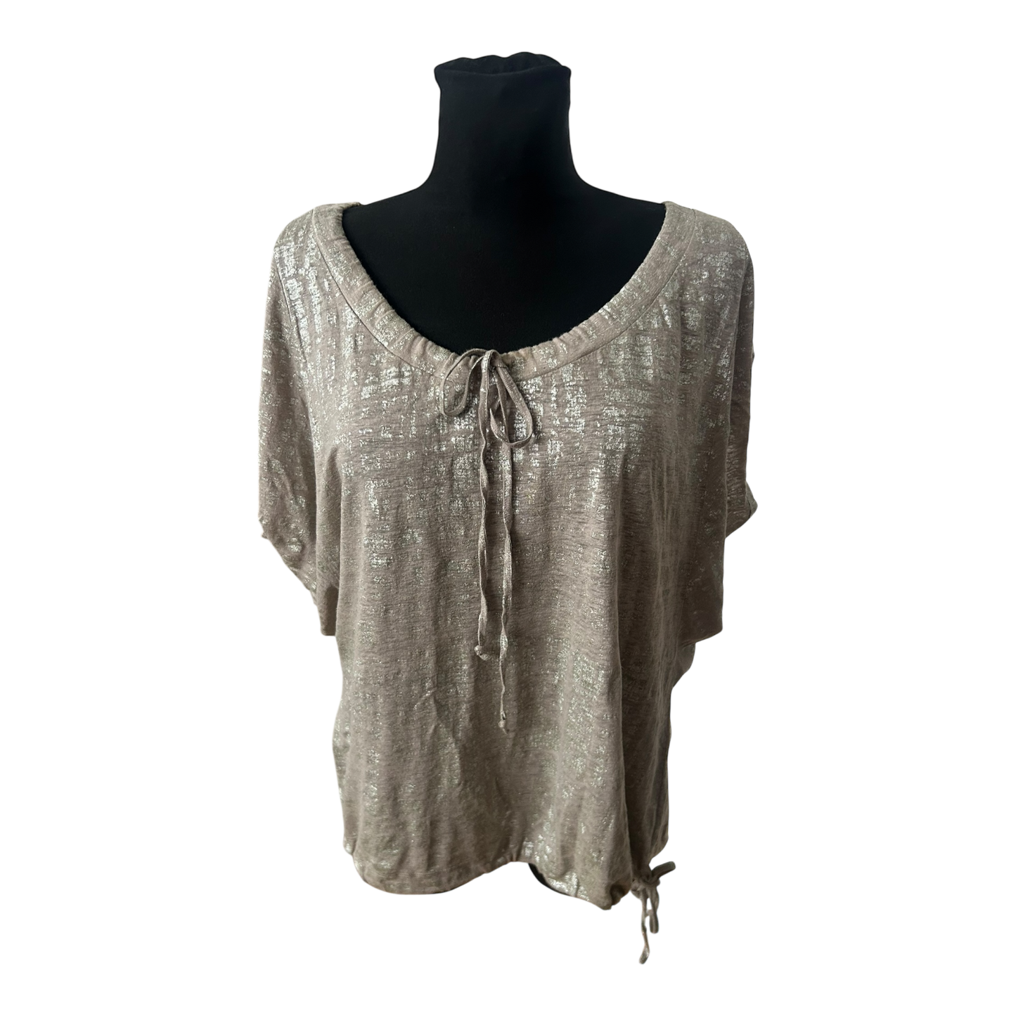 Weekend Max Mara Damen Bluse Gr S Taupe Silber Leinen Fledermausärmel