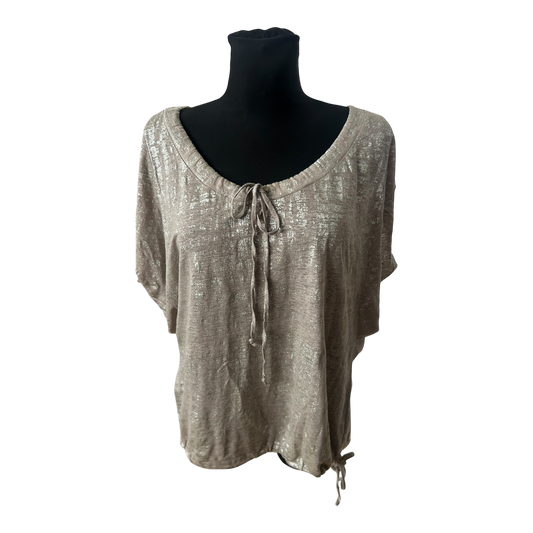 Weekend Max Mara Damen Bluse Gr S Taupe Silber Leinen Fledermausärmel