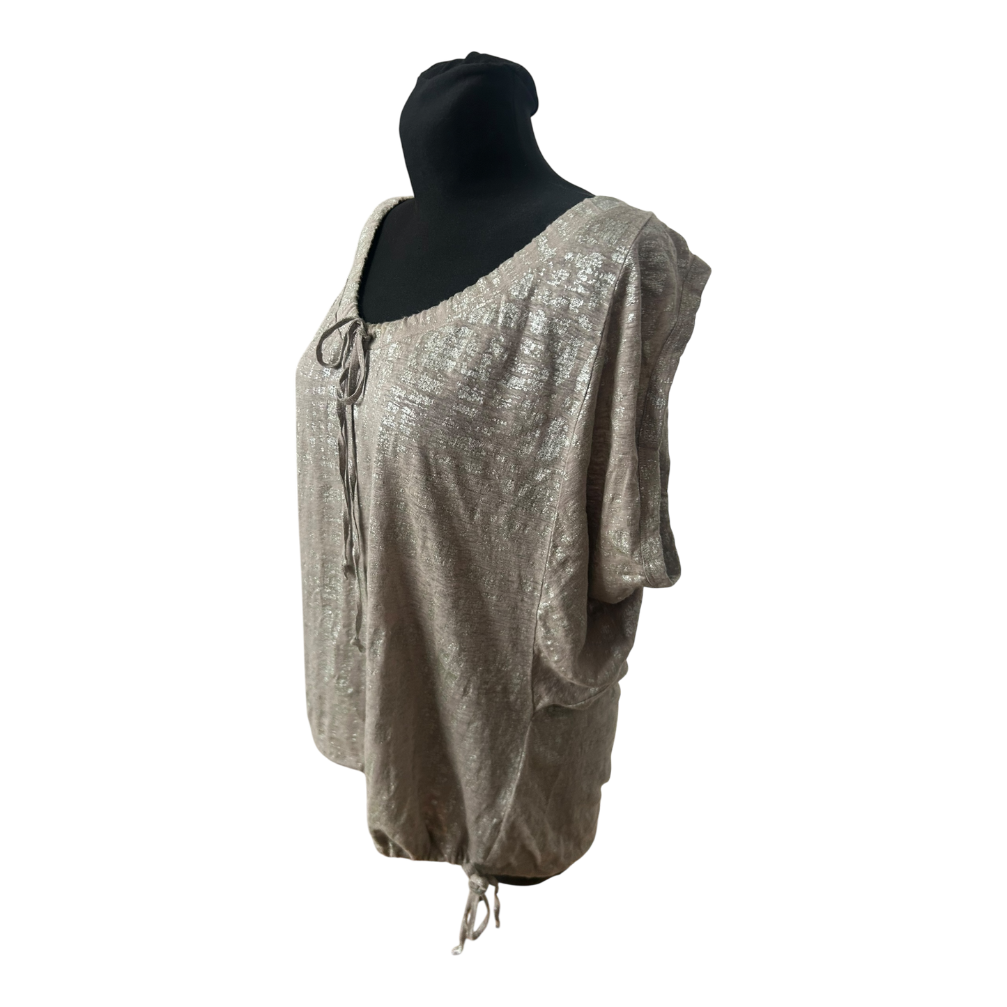 Weekend Max Mara Damen Bluse Gr S Taupe Silber Leinen Fledermausärmel