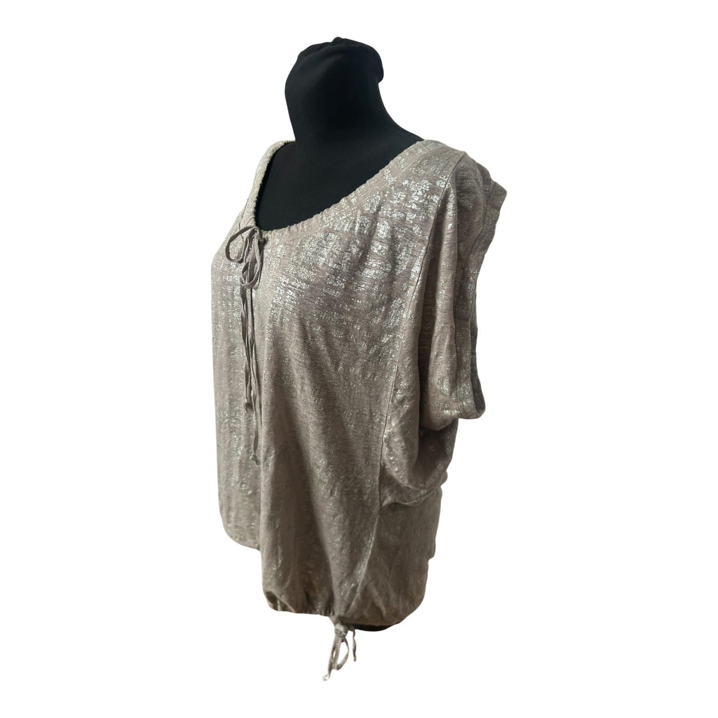 Weekend Max Mara Damen Bluse Gr S Taupe Silber Leinen Fledermausärmel