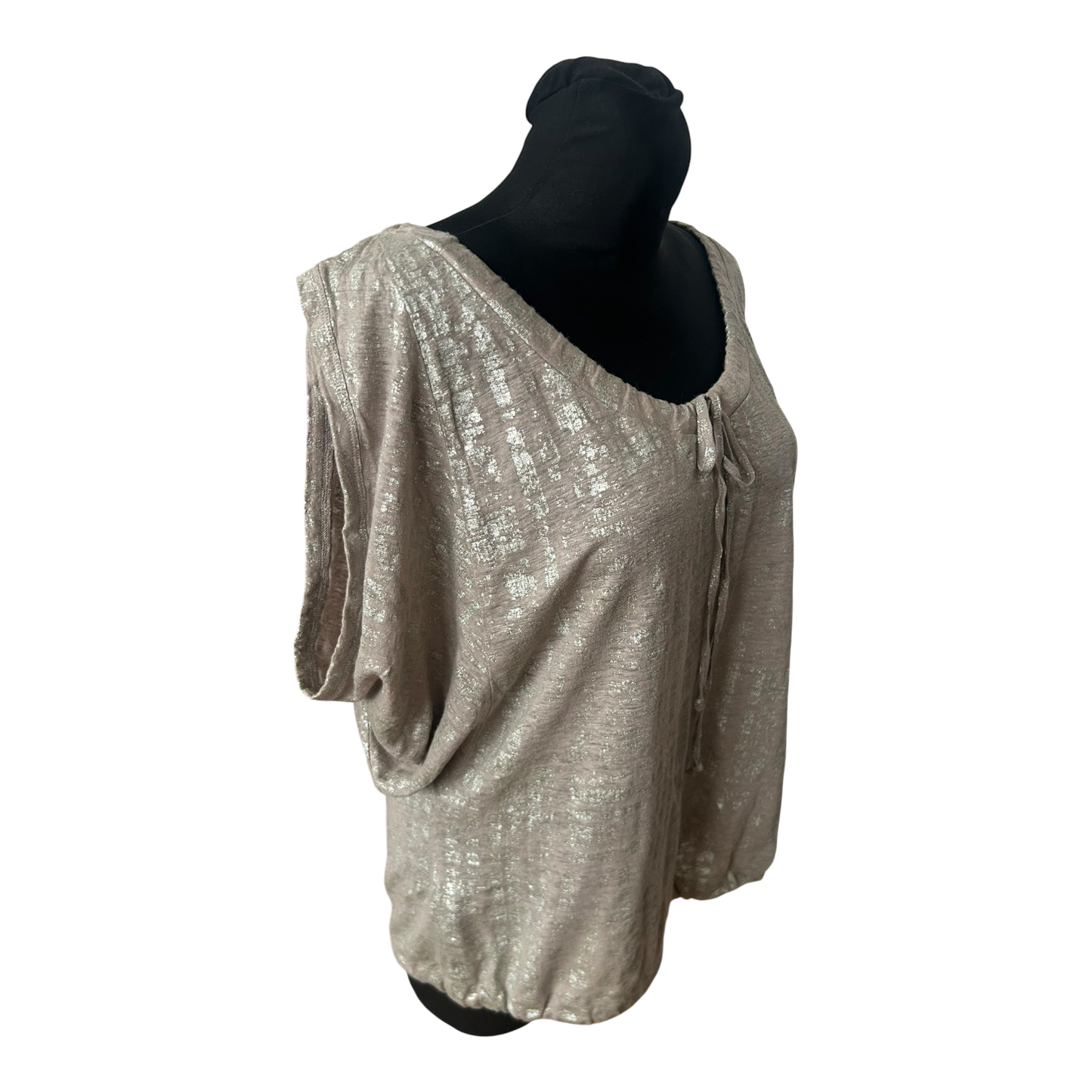 Weekend Max Mara Damen Bluse Gr S Taupe Silber Leinen Fledermausärmel
