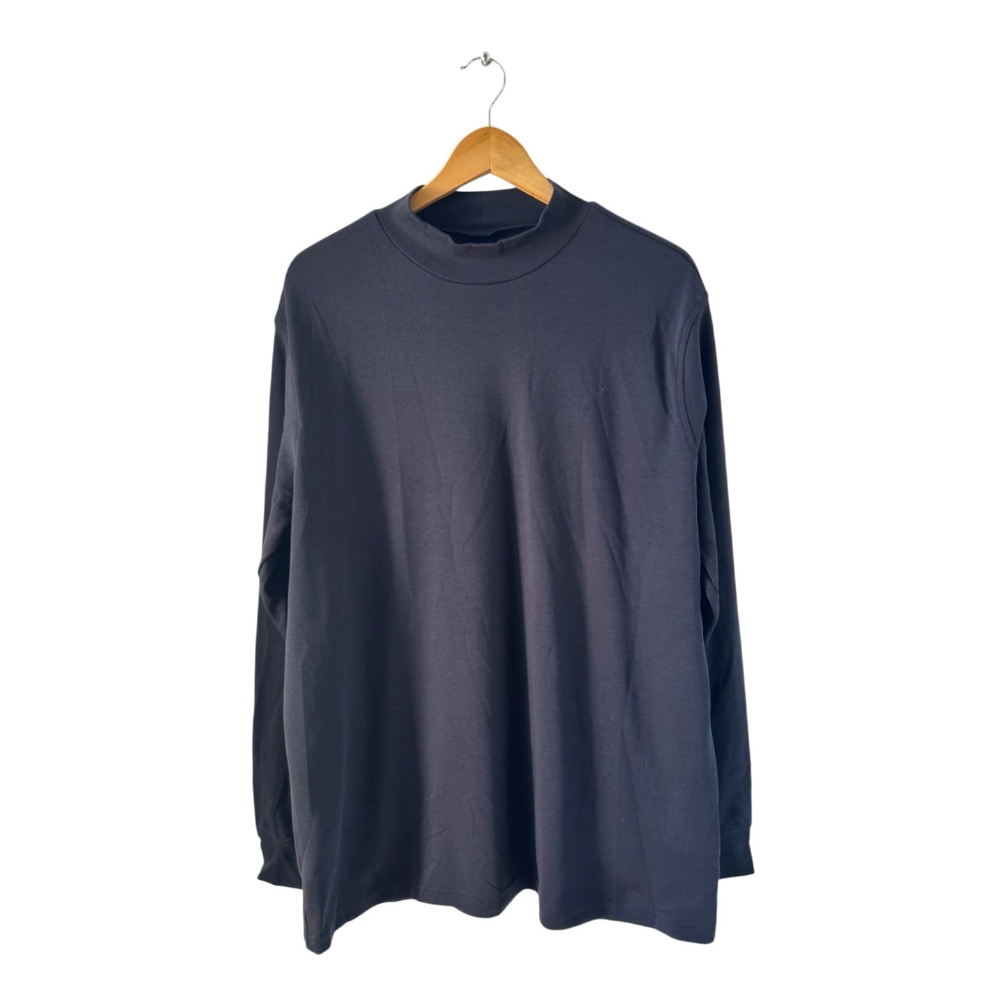 Lands End Herren Shirt Langarm XL Dunkelblau Baumwolle Stretch Locker Freizeit Top