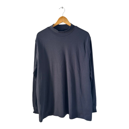 Lands End Herren Shirt Langarm XL Dunkelblau Baumwolle Stretch Locker Freizeit Top