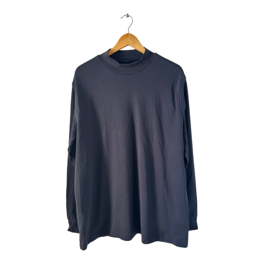 Lands End Herren Shirt Langarm XL Dunkelblau Baumwolle Stretch Locker Freizeit Top