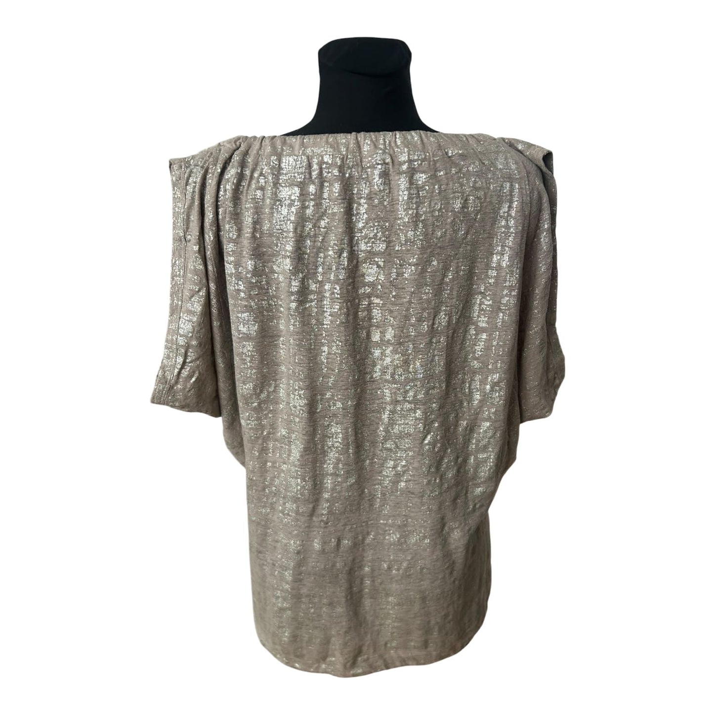 Weekend Max Mara Damen Bluse Gr S Taupe Silber Leinen Fledermausärmel