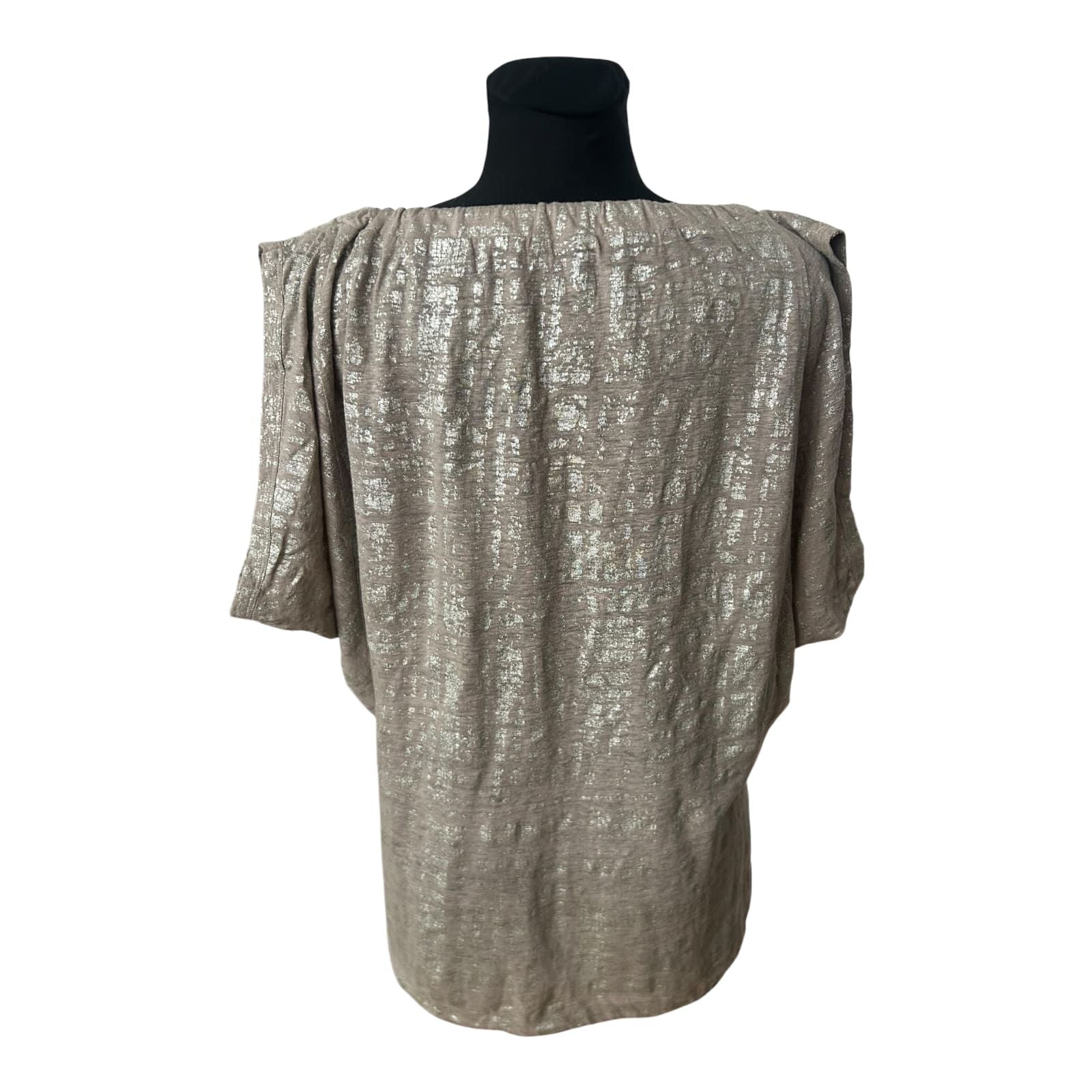 Weekend Max Mara Damen Bluse Gr S Taupe Silber Leinen Fledermausärmel