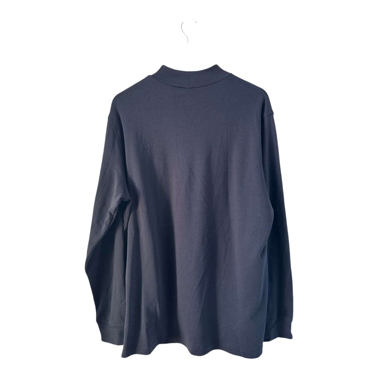 Lands End Herren Shirt Langarm XL Dunkelblau Baumwolle Stretch Locker Freizeit Top