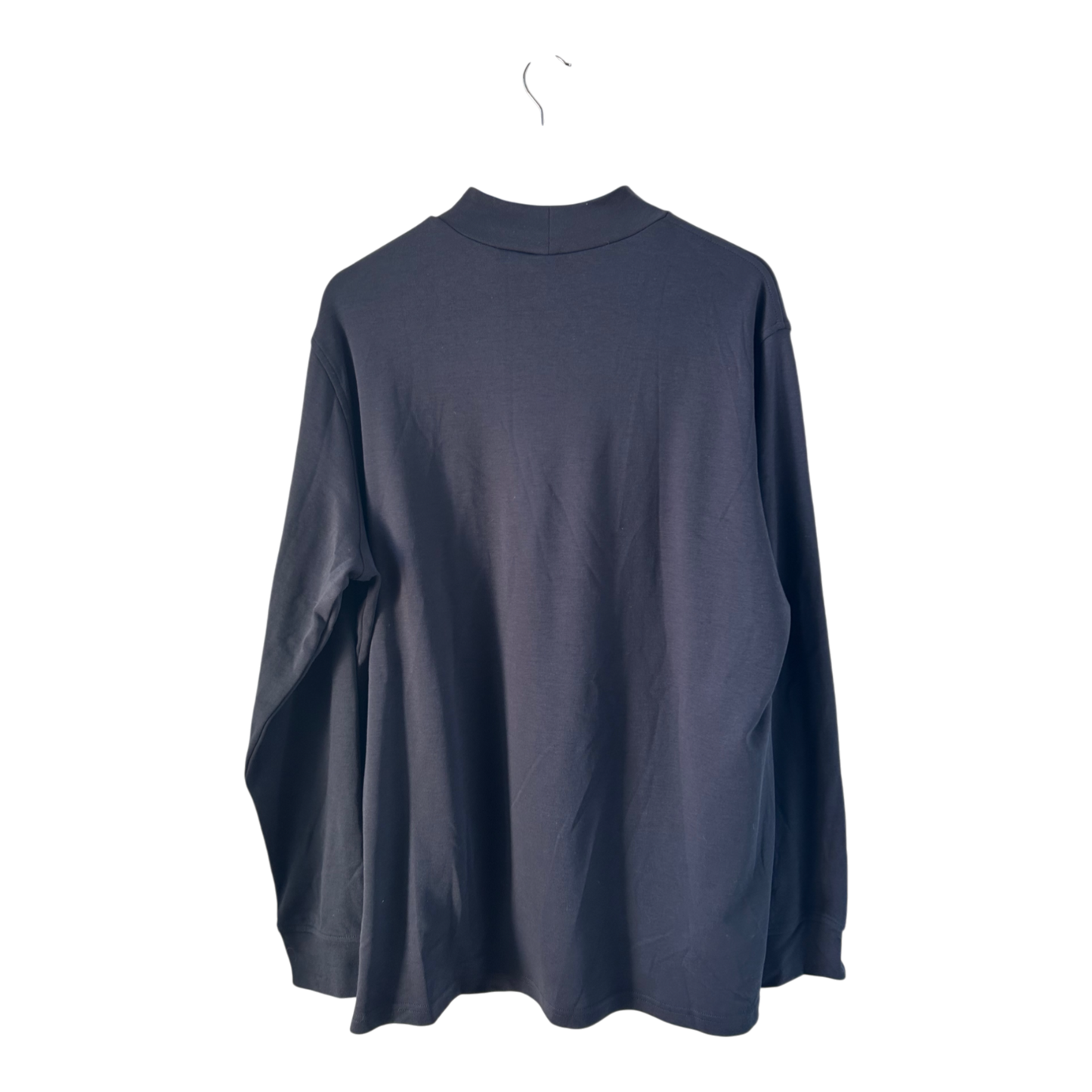 Lands End Herren Shirt Langarm XL Dunkelblau Baumwolle Stretch Locker Freizeit Top