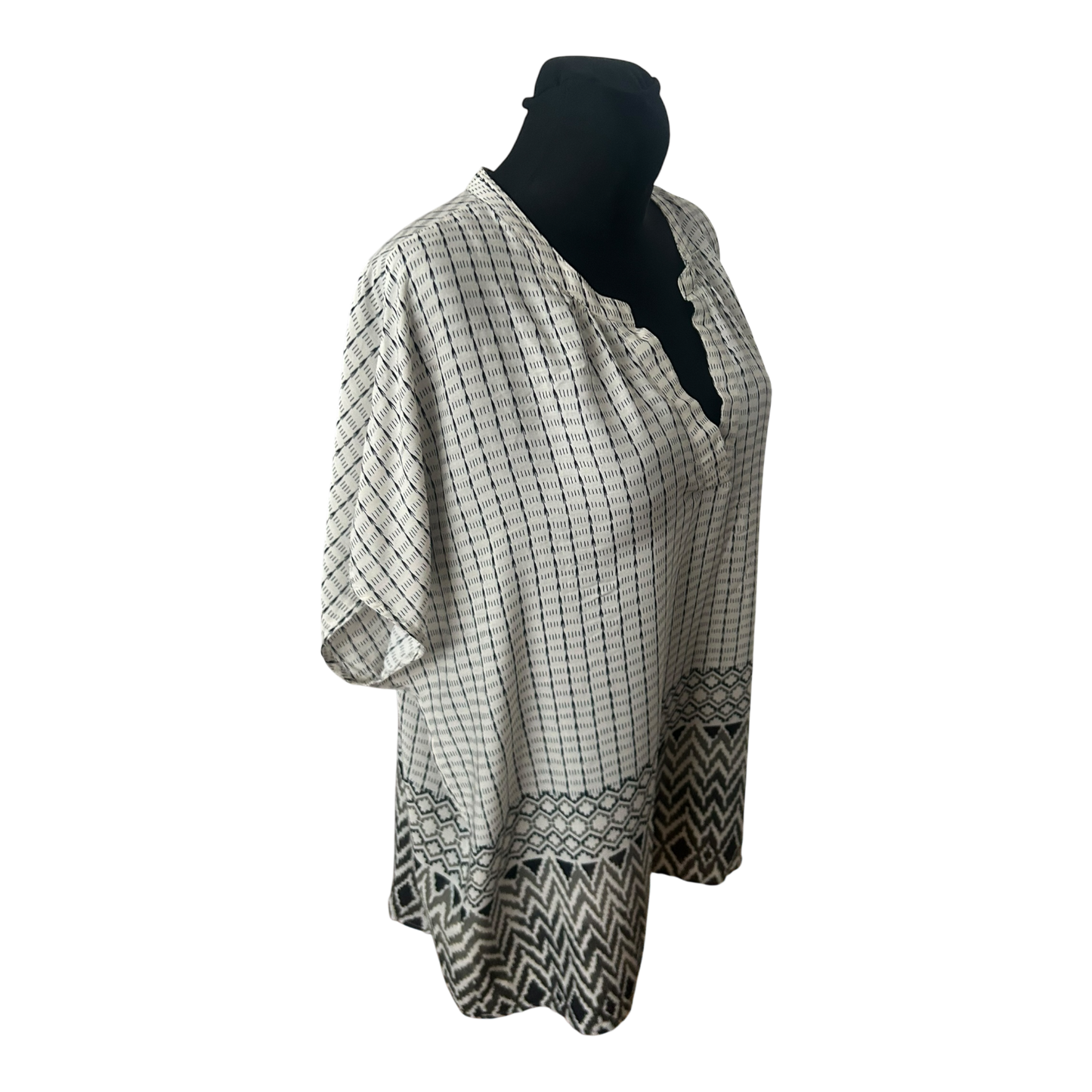 soyaconcept Damen Tunika Bluse XXL Schwarz Weiß Muster Kurzarm Sommer Lässig