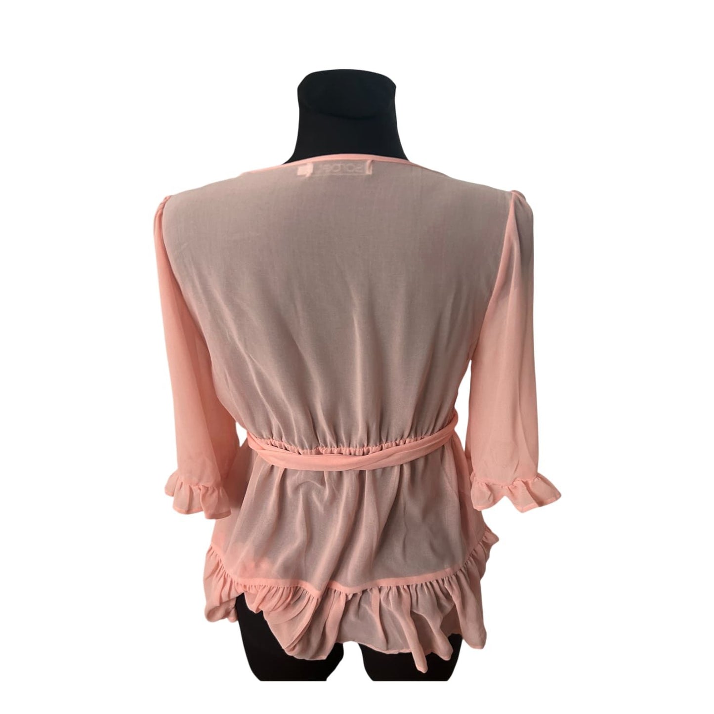 Sorbet Damen Bluse Gr S Rosa Spitze Volants Sommer Casual Tunika