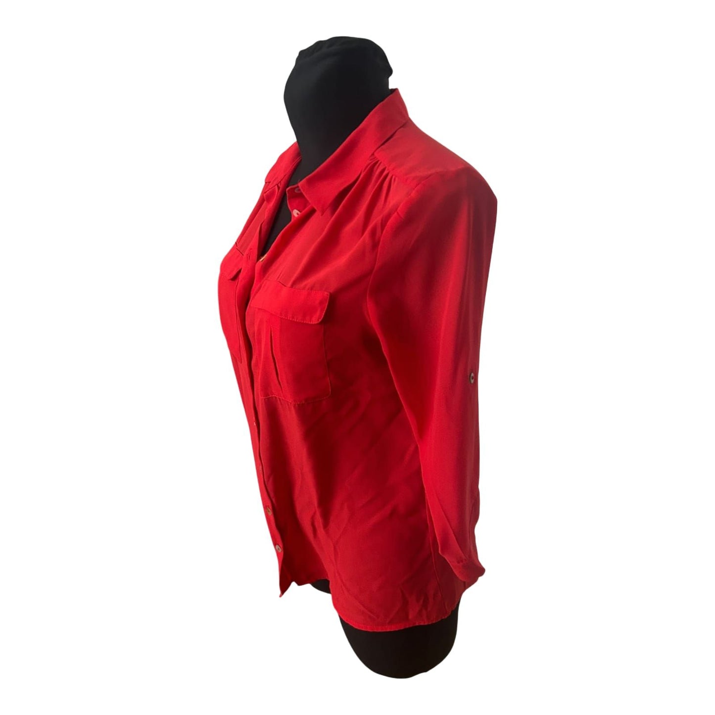 H&M Bluse Damen Gr 38 Rot Dreiviertelarm Elegant Klassisch Business Freizeit