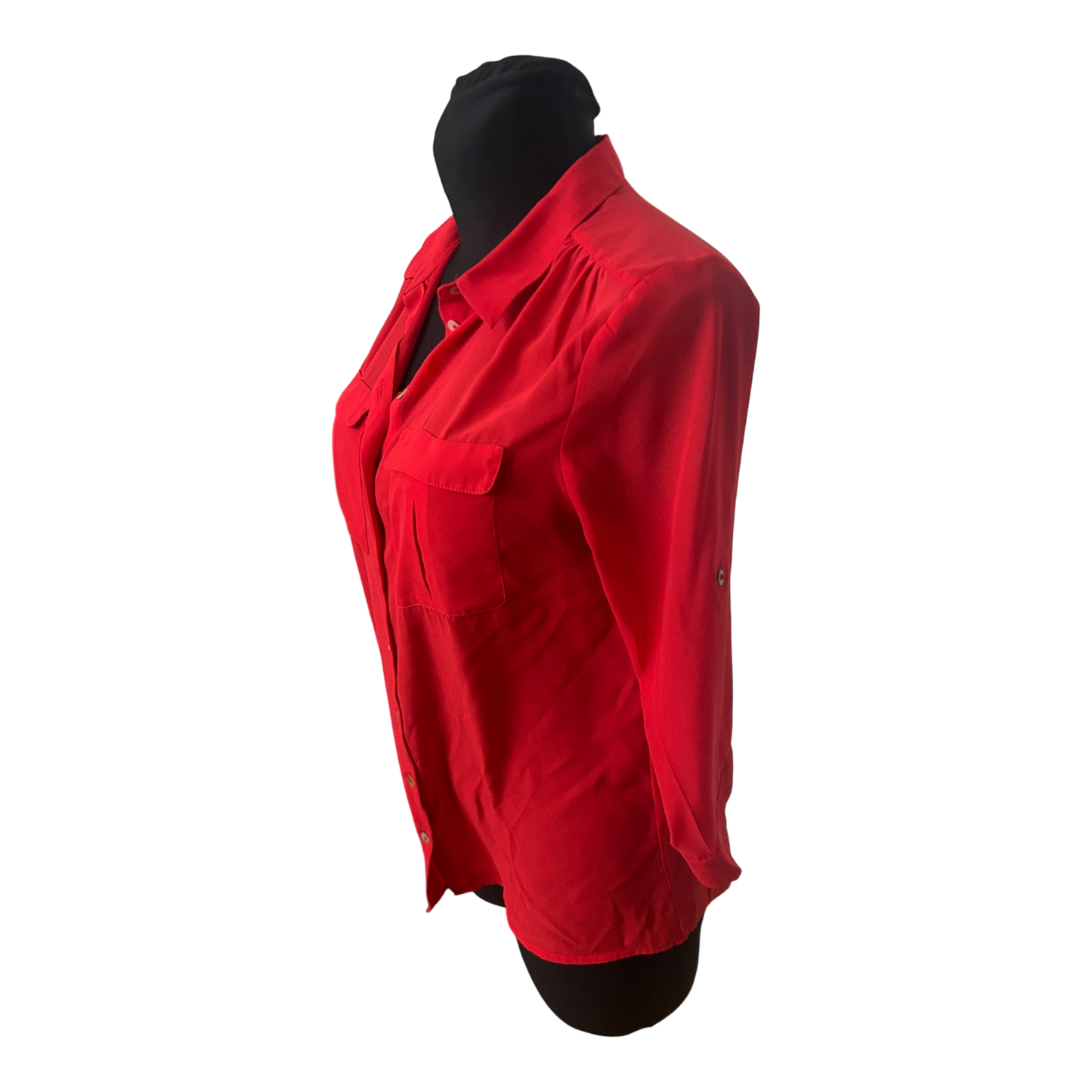 H&M Bluse Damen Gr 38 Rot Dreiviertelarm Elegant Klassisch Business Freizeit