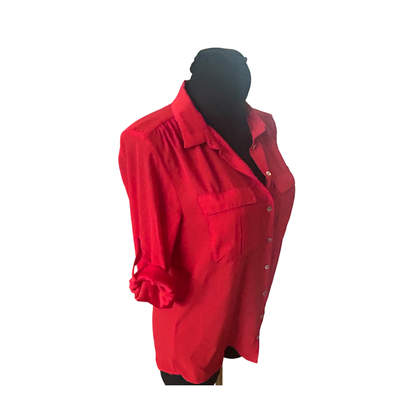 H&M Bluse Damen Gr 38 Rot Dreiviertelarm Elegant Klassisch Business Freizeit