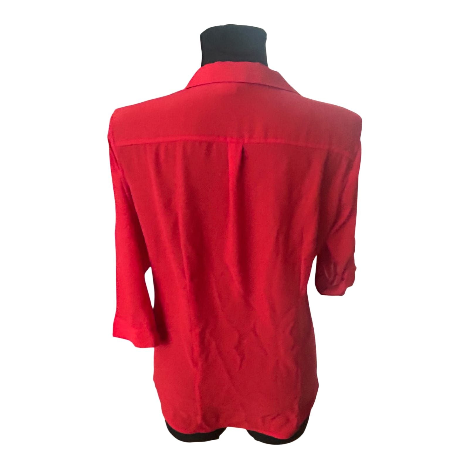 H&M Bluse Damen Gr 38 Rot Dreiviertelarm Elegant Klassisch Business Freizeit