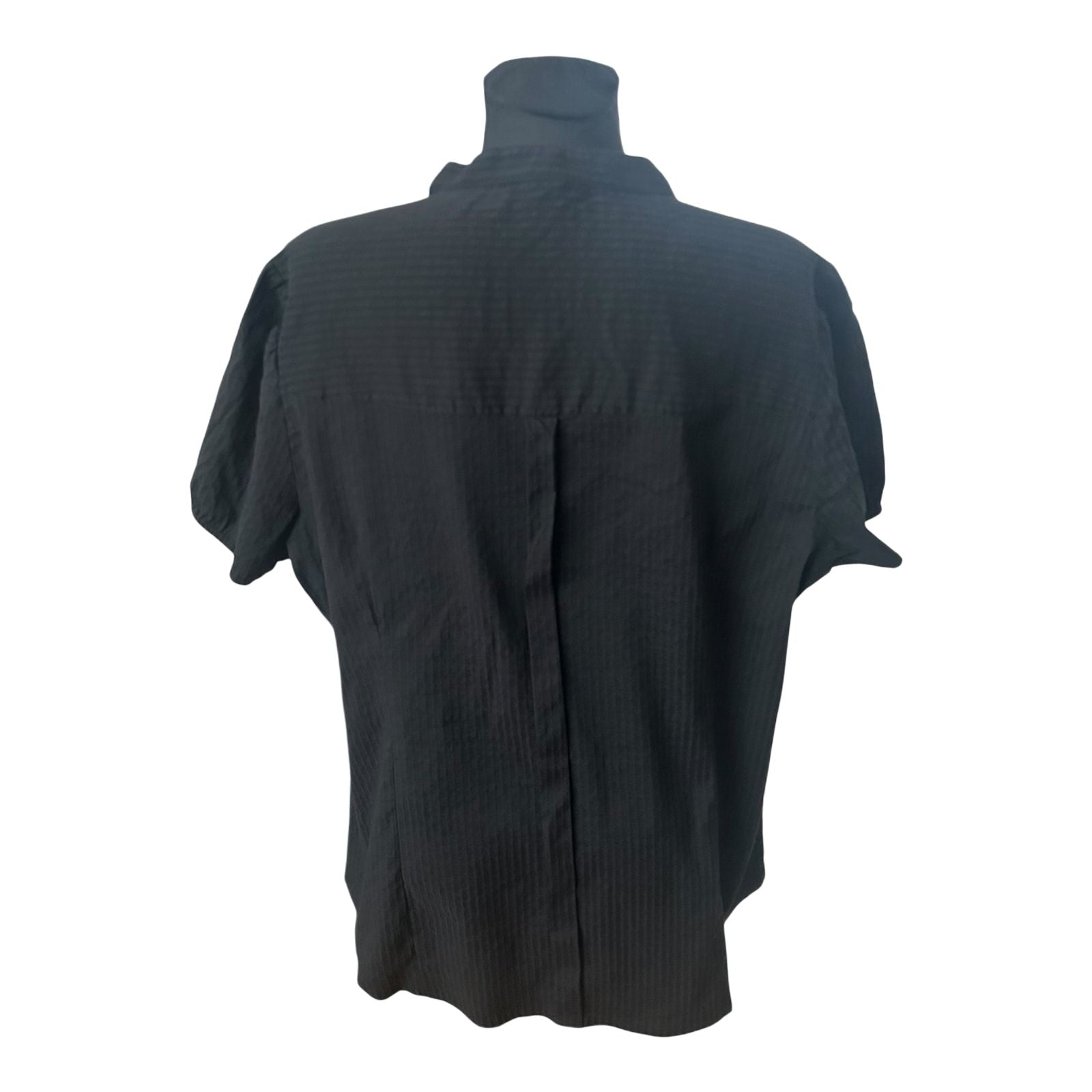 H&M Damen Bluse Gr 54 Schwarz Casual 3/4 Arm Strukturstoff Viskose Baumwolle Mix