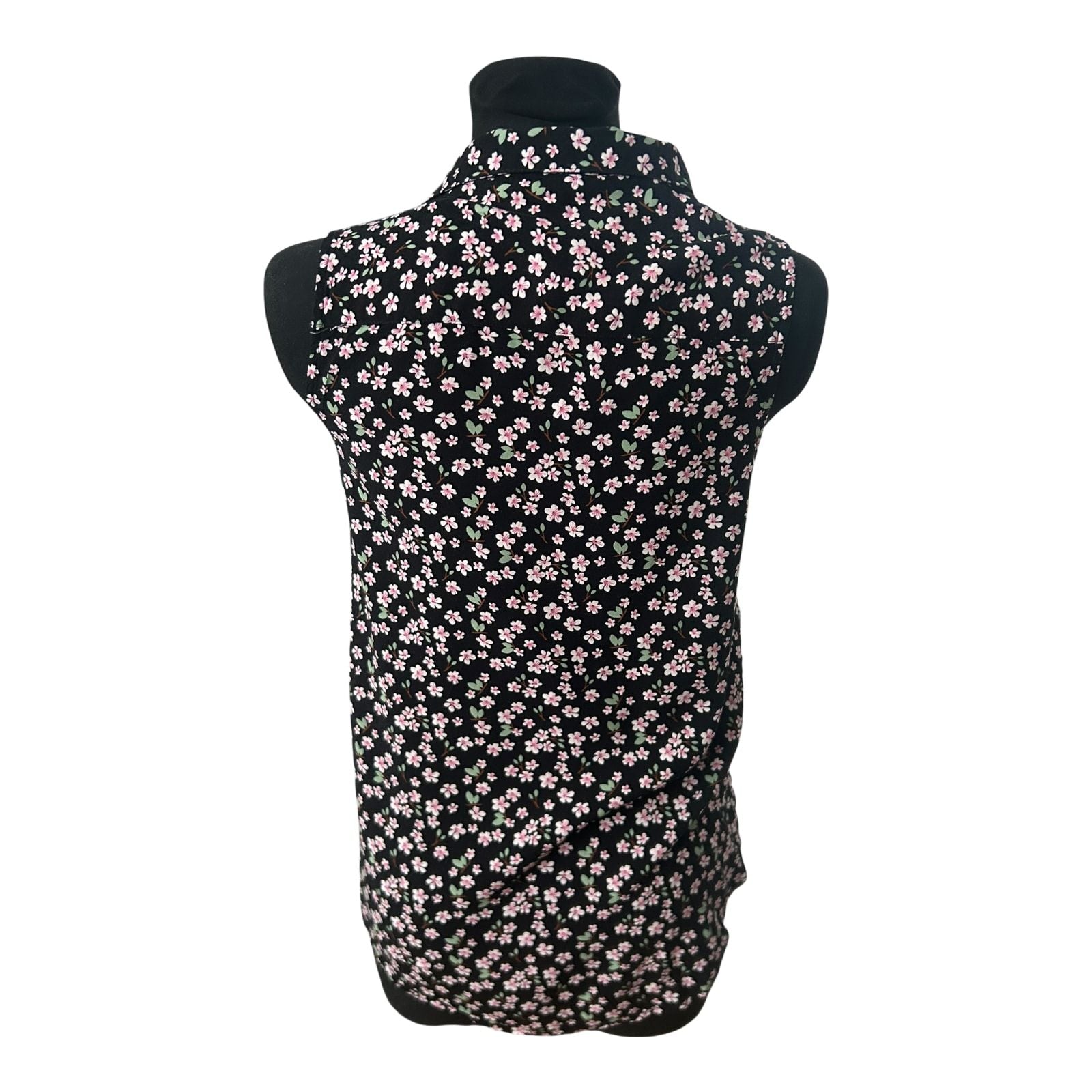 Tessentials Damen Bluse ärmellos Gr M Schwarz Blumen Viskose Sommer Casual