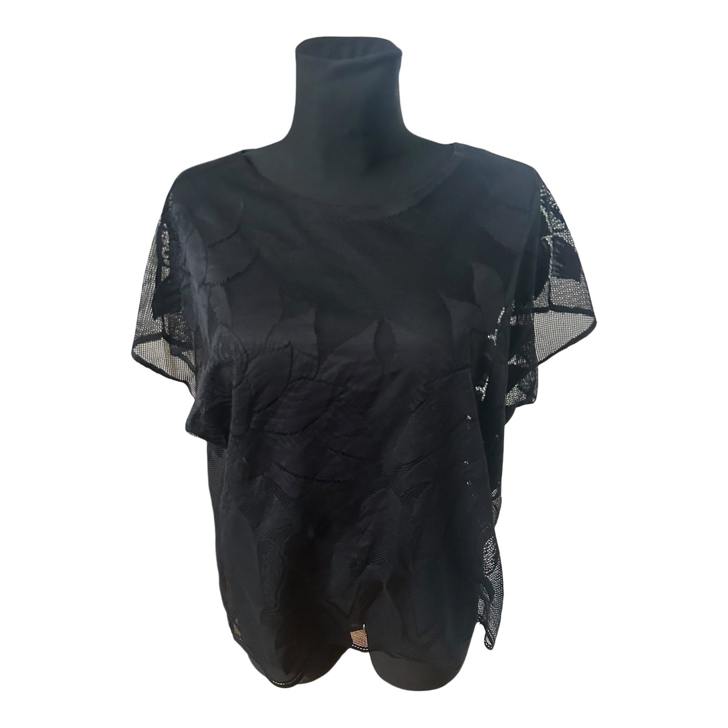 Pieces Damen Bluse Spitze Schwarz Gr M Weit Geschnitten Elegant Transparent