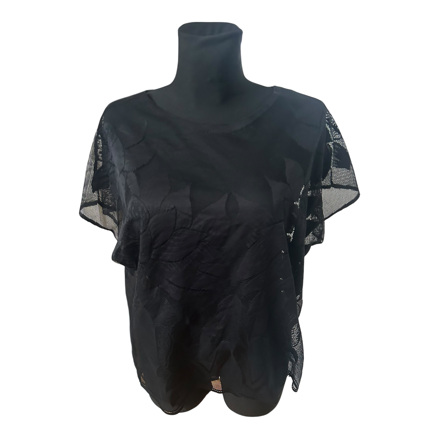 Pieces Damen Bluse Spitze Schwarz Gr M Weit Geschnitten Elegant Transparent