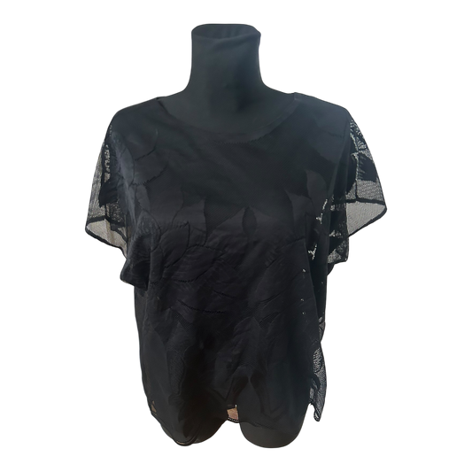 Pieces Damen Bluse Spitze Schwarz Gr M Weit Geschnitten Elegant Transparent