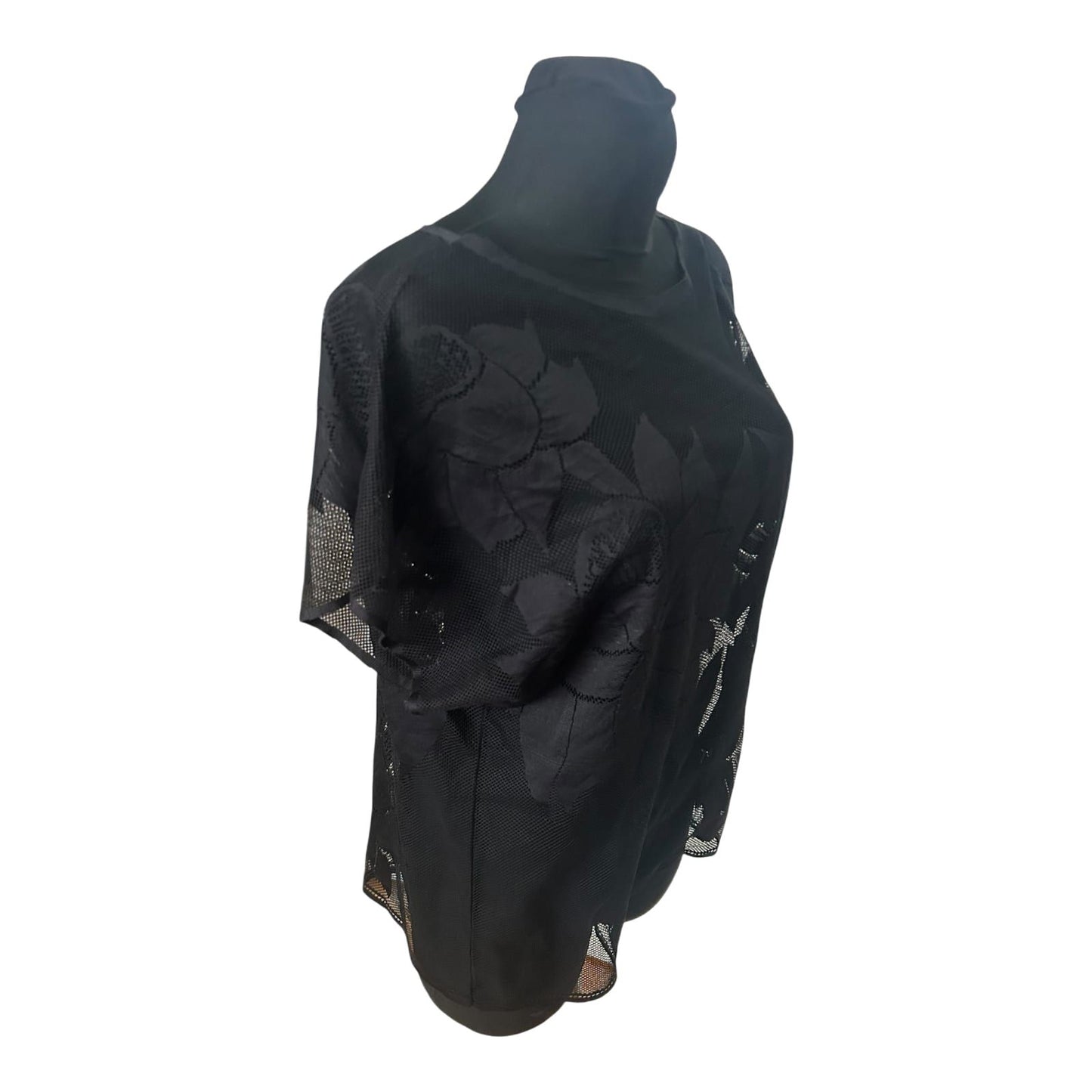 Pieces Damen Bluse Spitze Schwarz Gr M Weit Geschnitten Elegant Transparent