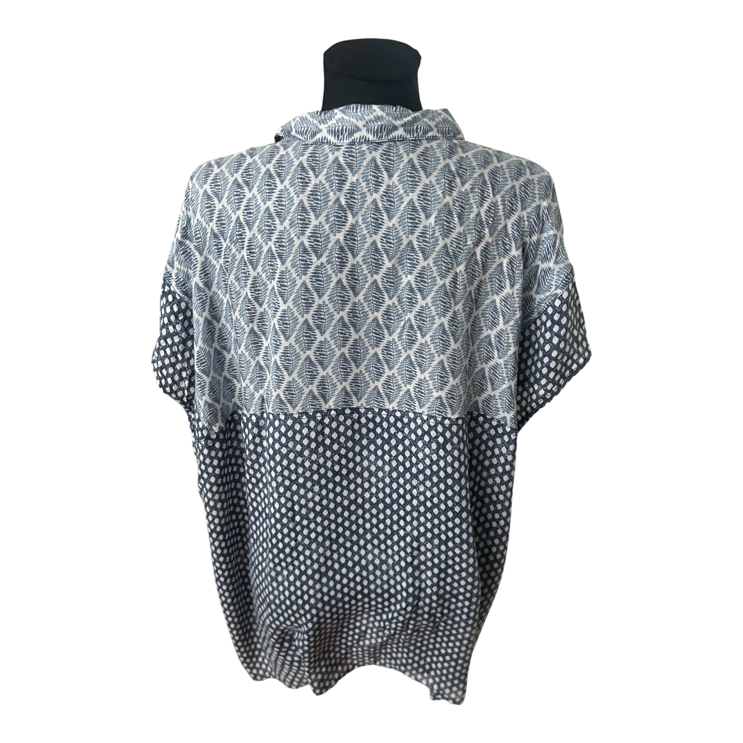 Cecil Damen Tunika Bluse XXL Blau Weiß Muster Kurzarm Sommer Lässig