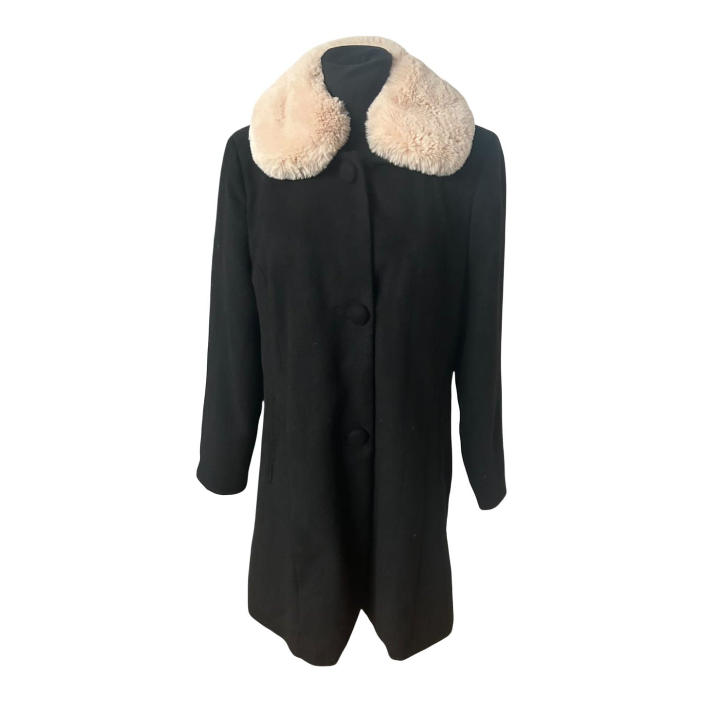 Esmara by Heidi Klum Mantel Damen Gr 42 Schwarz Wollmix Elegant Klassisch