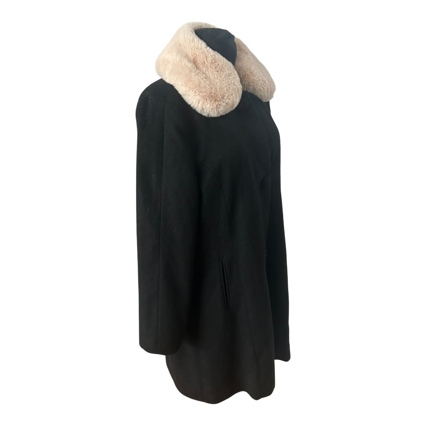 Esmara by Heidi Klum Mantel Damen Gr 42 Schwarz Wollmix Elegant Klassisch