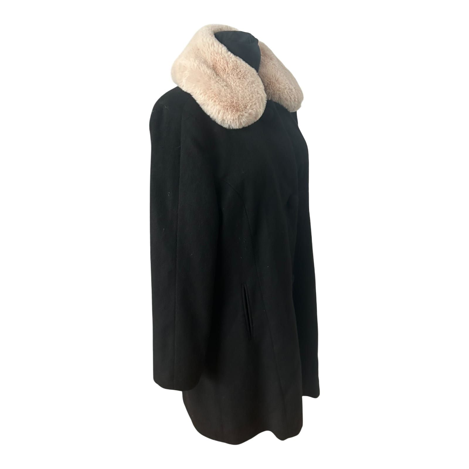 Esmara by Heidi Klum Mantel Damen Gr 42 Schwarz Wollmix Elegant Klassisch