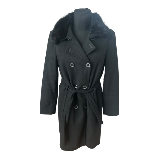 s Oliver Black Label Mantel Damen Gr 40 Dunkelgrau Wollmix Elegant Klassisch