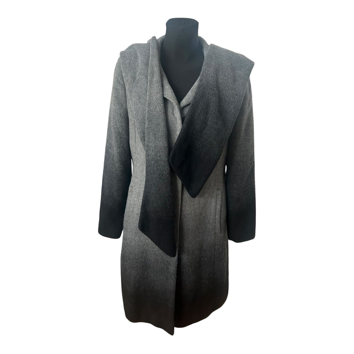 Alba Moda Mantel Damen Gr 40 Grau Wollmix Elegant Kapuzenschal Klassisch