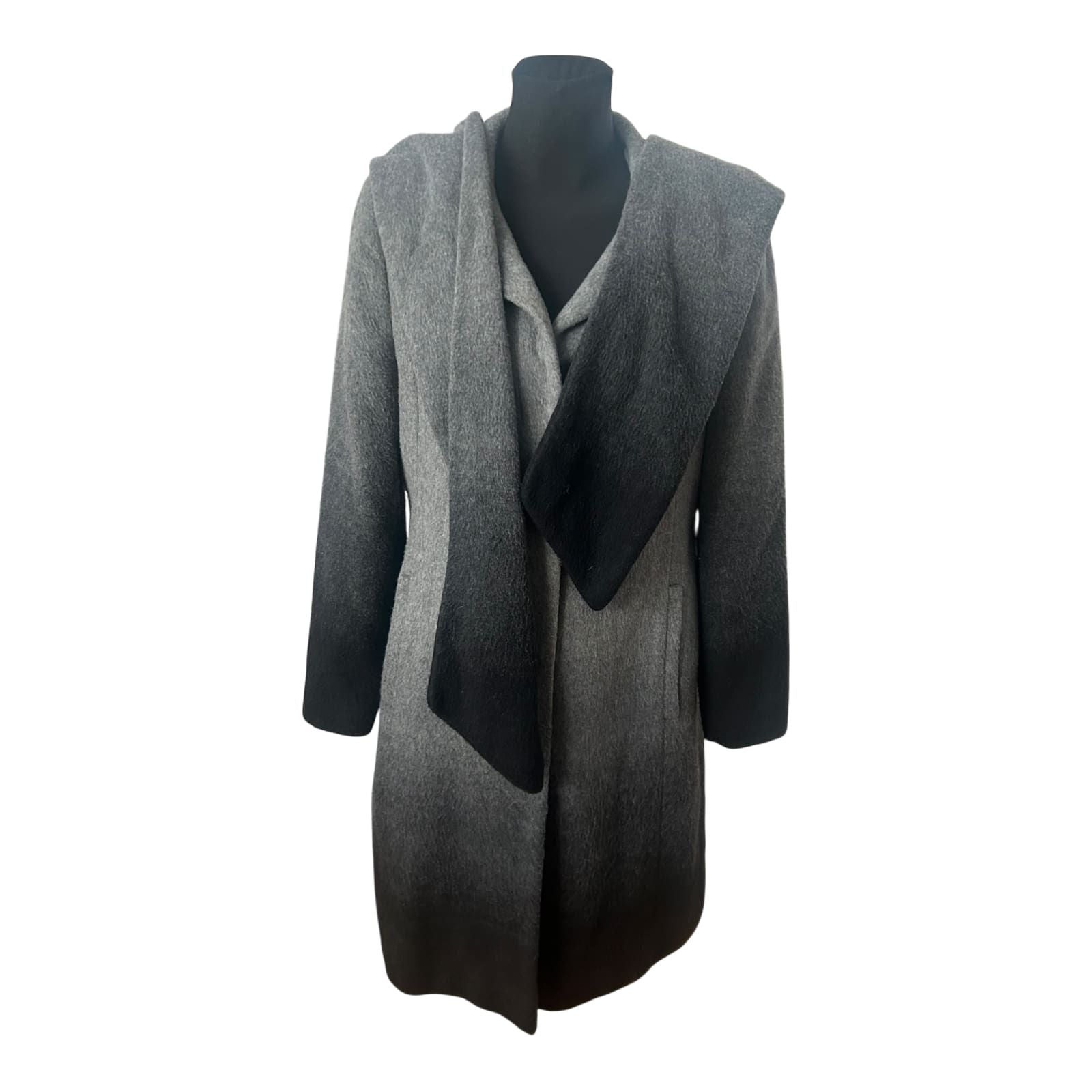 Alba Moda Mantel Damen Gr 40 Grau Wollmix Elegant Kapuzenschal Klassisch