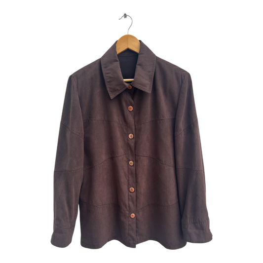 Damen Hemdjacke Braun Vintage Blusenjacke Gr 42 Übergangsjacke Retro Style