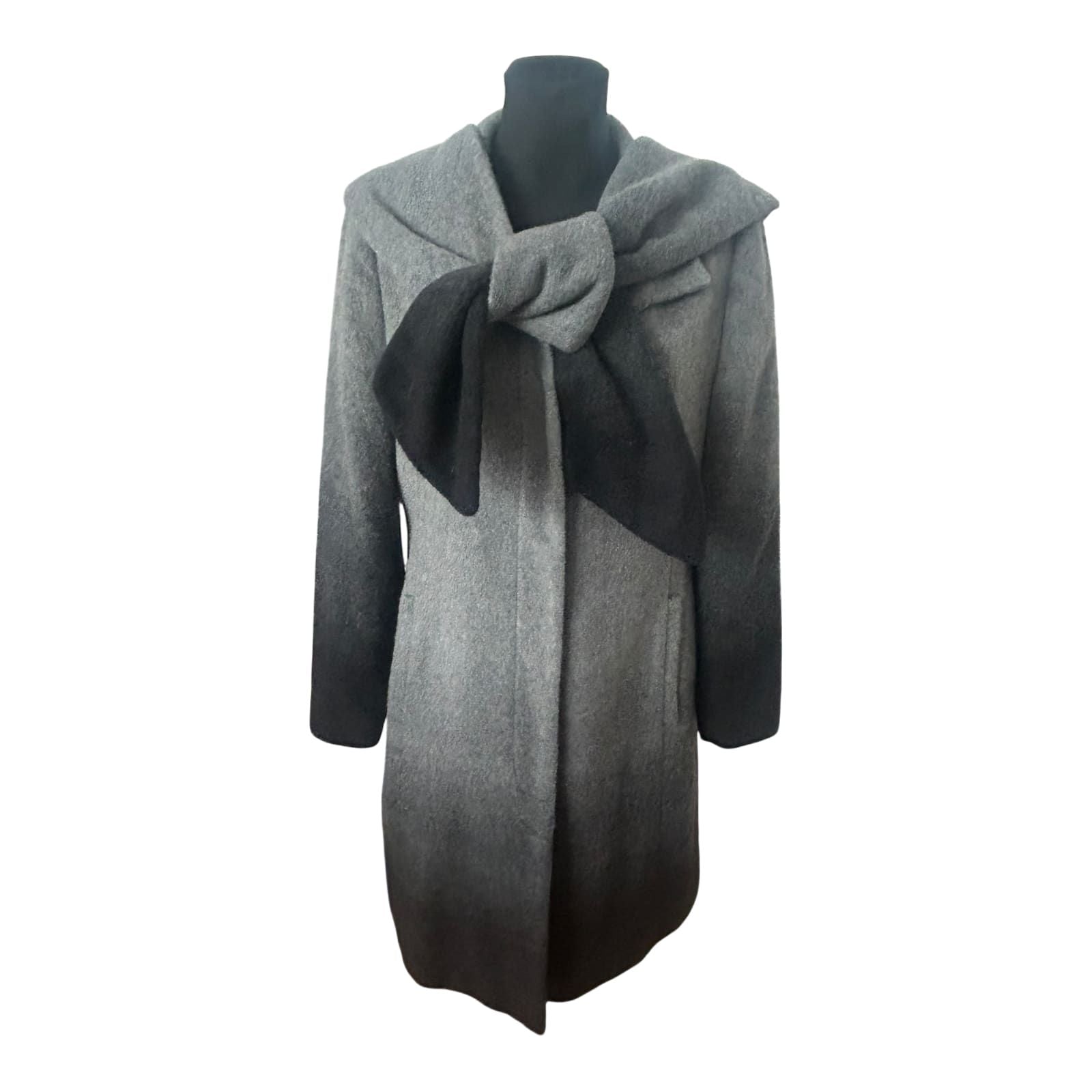 Alba Moda Mantel Damen Gr 40 Grau Wollmix Elegant Kapuzenschal Klassisch