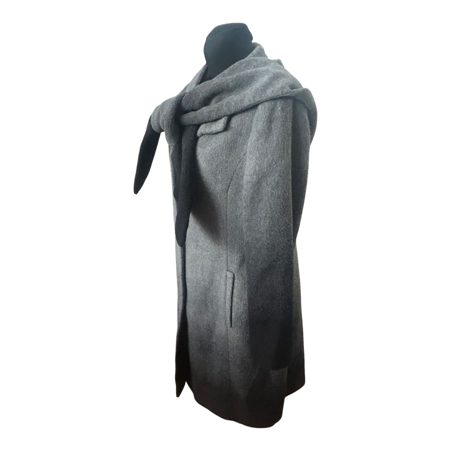 Alba Moda Mantel Damen Gr 40 Grau Wollmix Elegant Kapuzenschal Klassisch