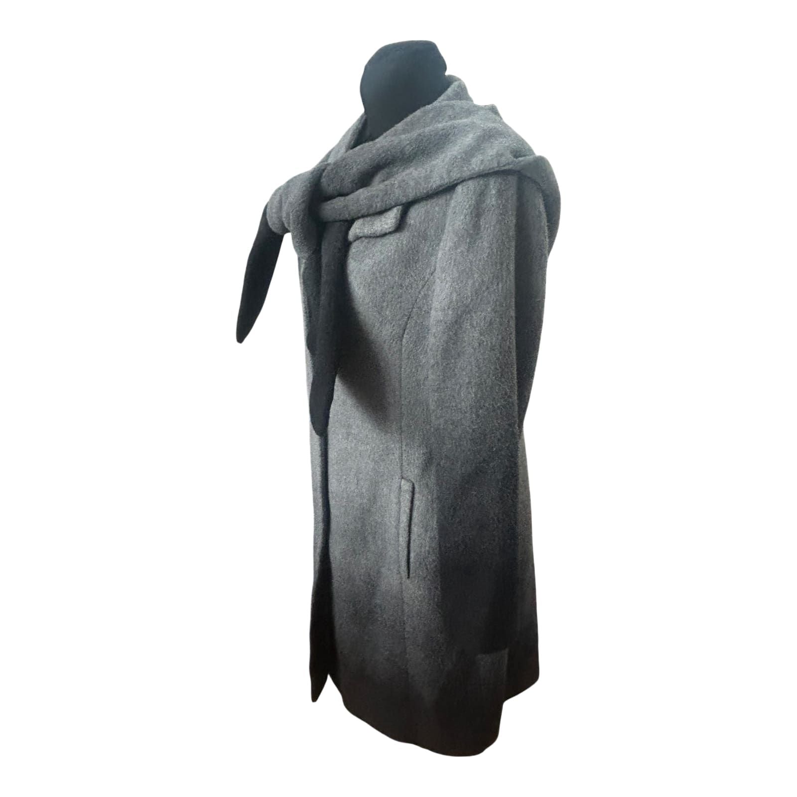 Alba Moda Mantel Damen Gr 40 Grau Wollmix Elegant Kapuzenschal Klassisch