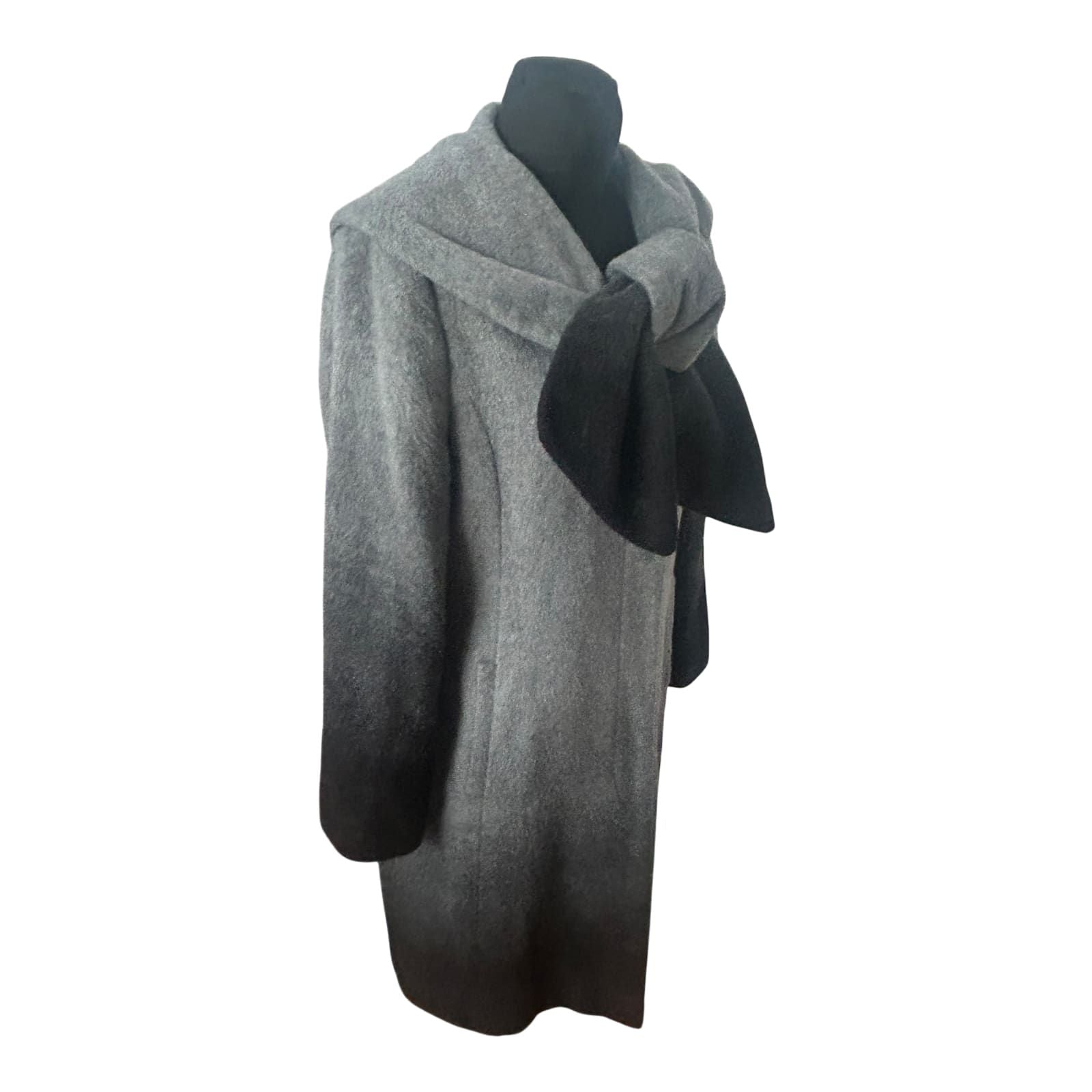 Alba Moda Mantel Damen Gr 40 Grau Wollmix Elegant Kapuzenschal Klassisch