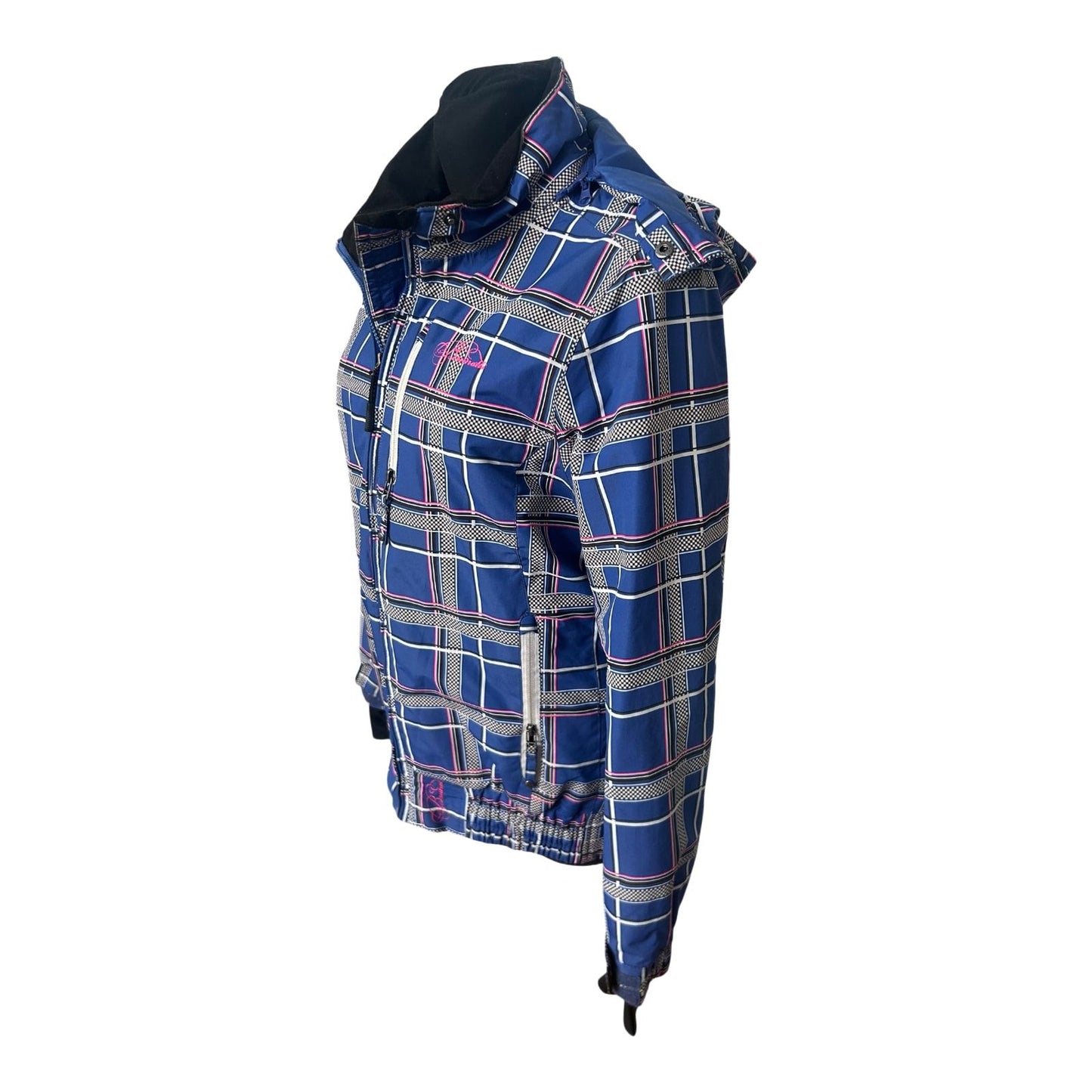 Brunotti Skijacke Damen XL Blau Kariert Abnehmbare Kapuze Warm Gefüttert Top