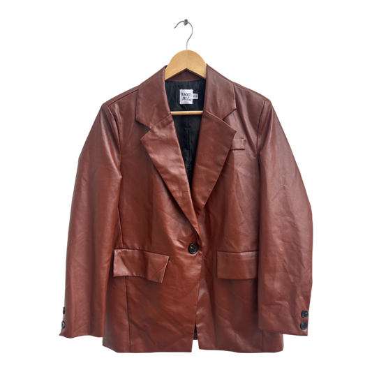 Princess Polly Blazer XS Damen Bordeauxbraun Kunstlederjacke Elegant Trendy Herbst