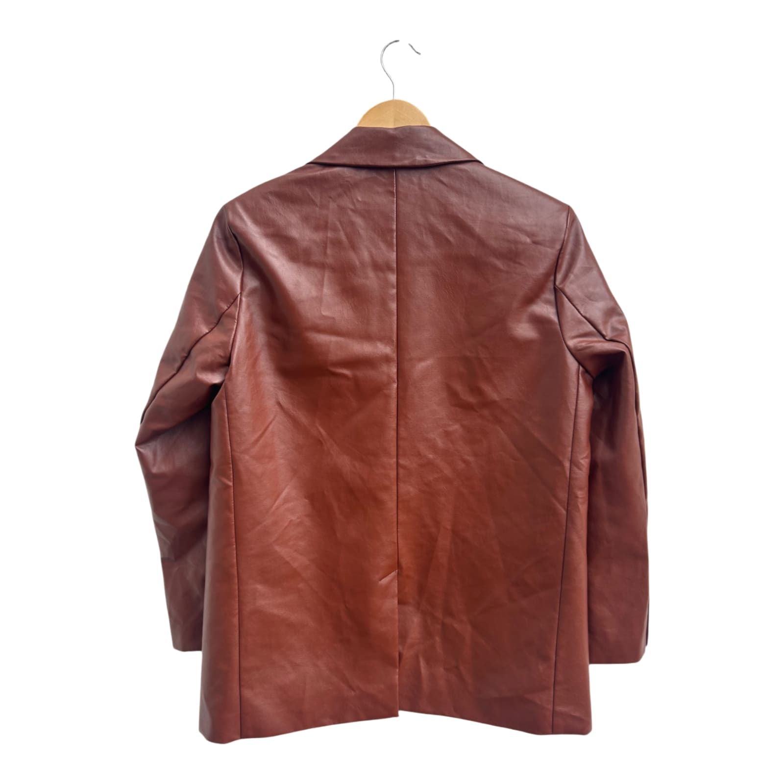 Princess Polly Blazer XS Damen Bordeauxbraun Kunstlederjacke Elegant Trendy Herbst