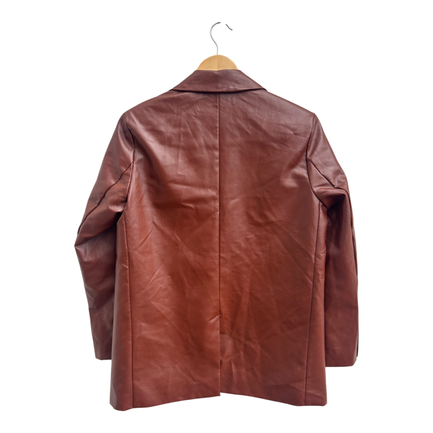 Princess Polly Blazer XS Damen Bordeauxbraun Kunstlederjacke Elegant Trendy Herbst