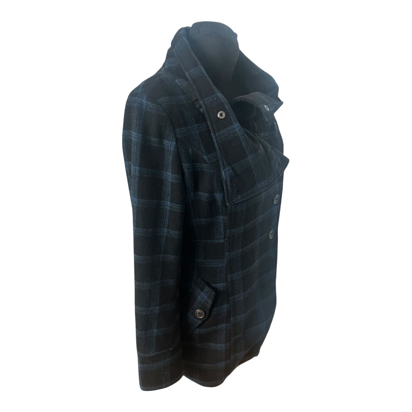 Fresh Made Mantel Damen Gr M Schwarz Blau Kariert Elegant Wollmix
