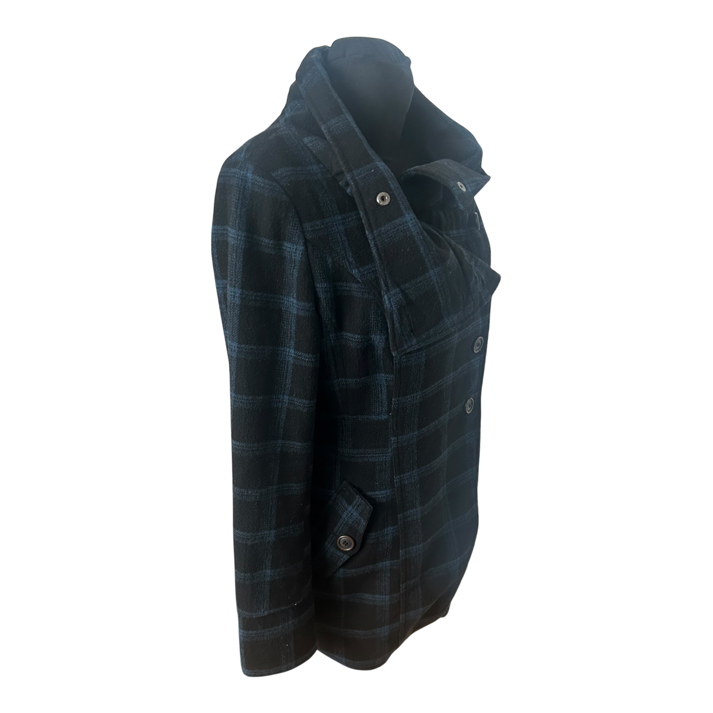 Fresh Made Mantel Damen Gr M Schwarz Blau Kariert Elegant Wollmix