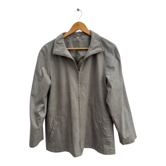Damen Jacke Grau Gr 20 Übergangsjacke Schlangenmuster Reißverschluss Frühling
